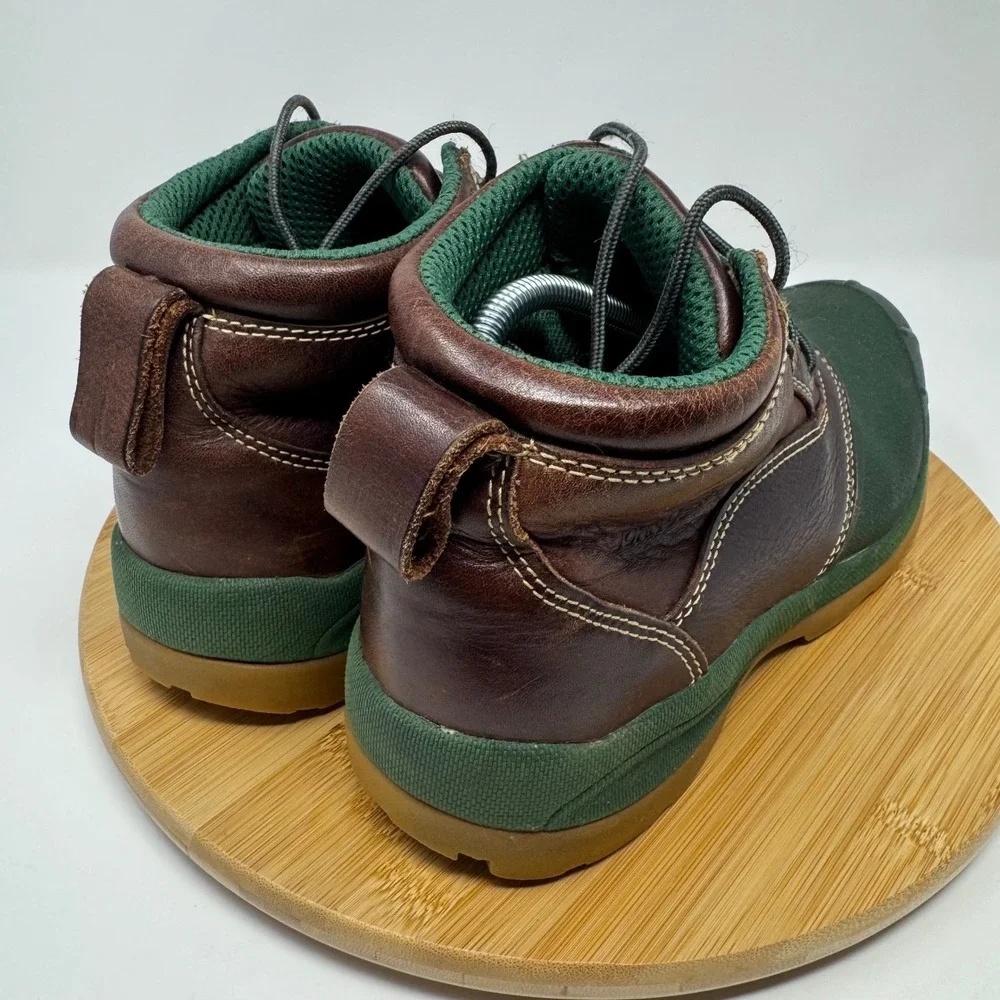John‎ Deere Mens Leather Duck Boots Green Brown Lace Up Ankle JD3413 Size 10M